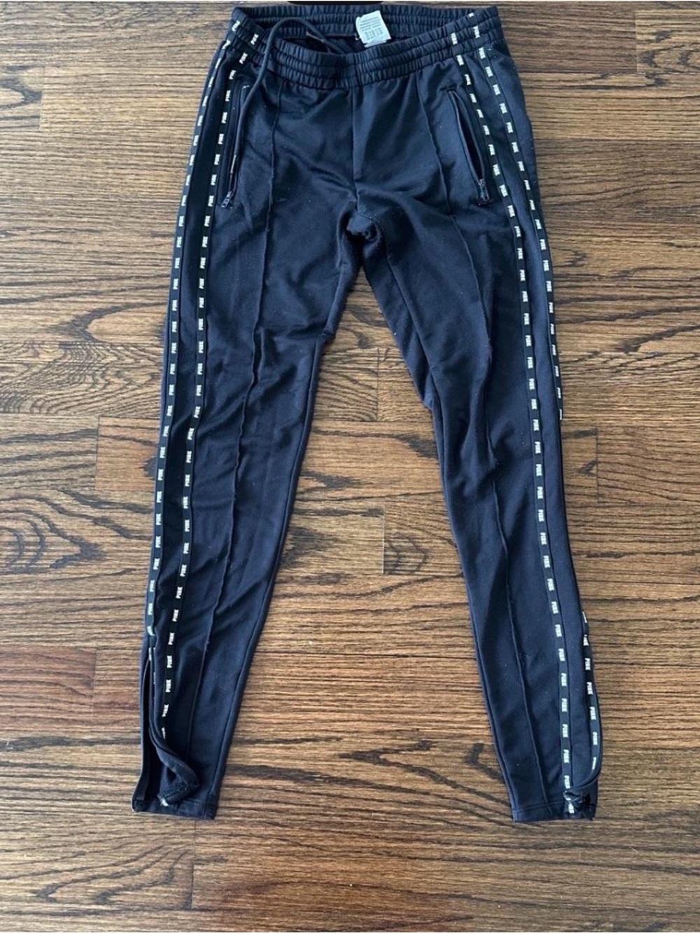 PINK Victoria's Secret Black Track Joggers with Side Tape